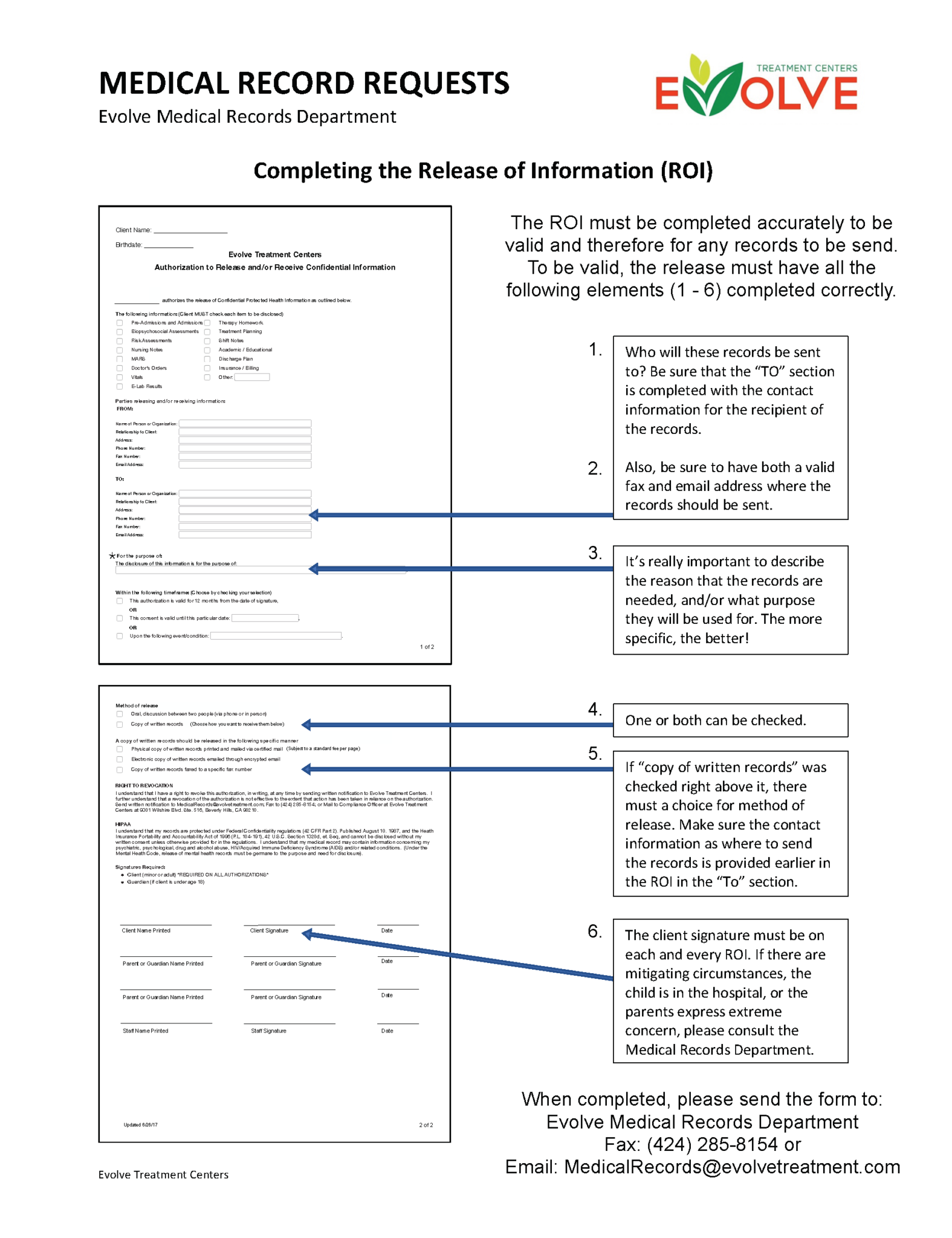 Medical Records Request - Evolve Treatment Centers