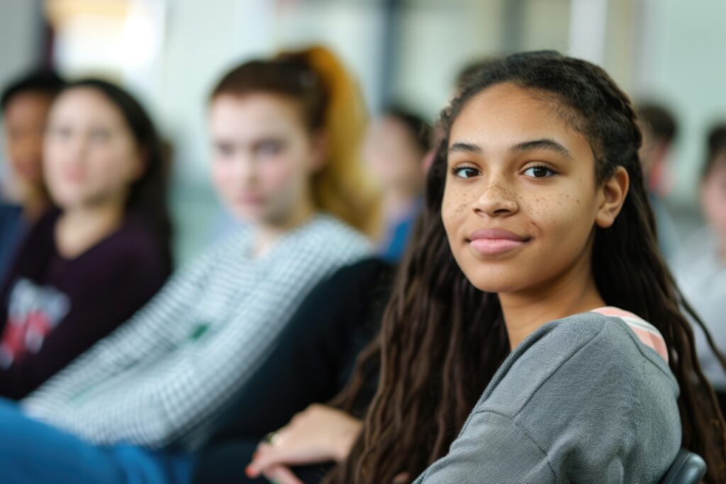 a teen is excited to find her first job