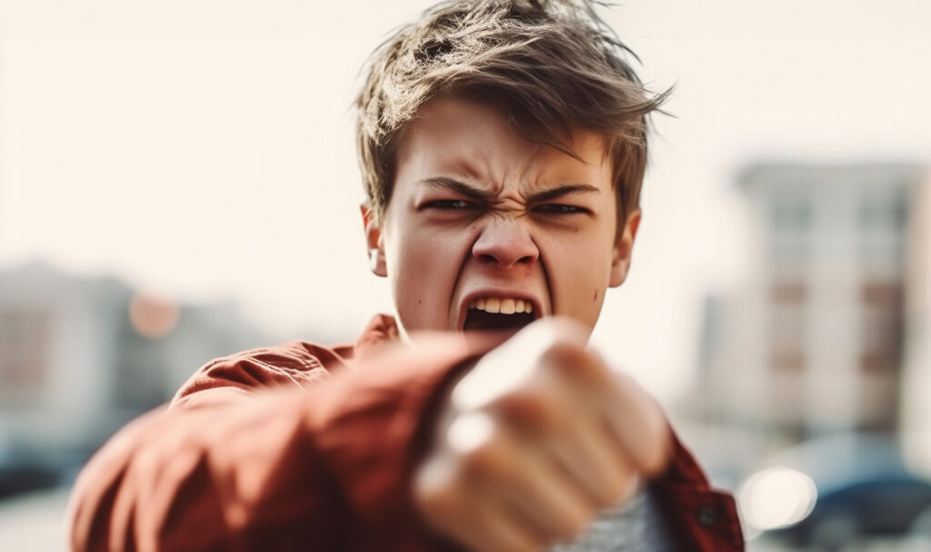 Angry boy teenager