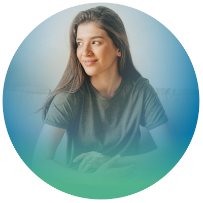 Circle photo of a teen girl crossing her arms