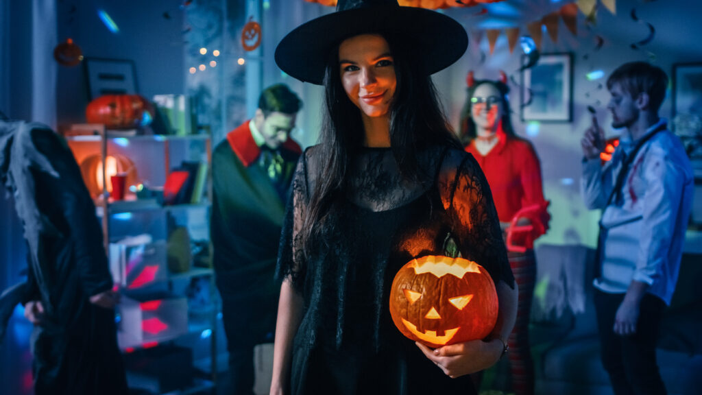a group of teens going trick-or-treating
