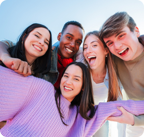 Teens taking a selfie