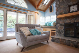 Residential treatment fireplace area for Evolve adolescent treatment in ojai, california